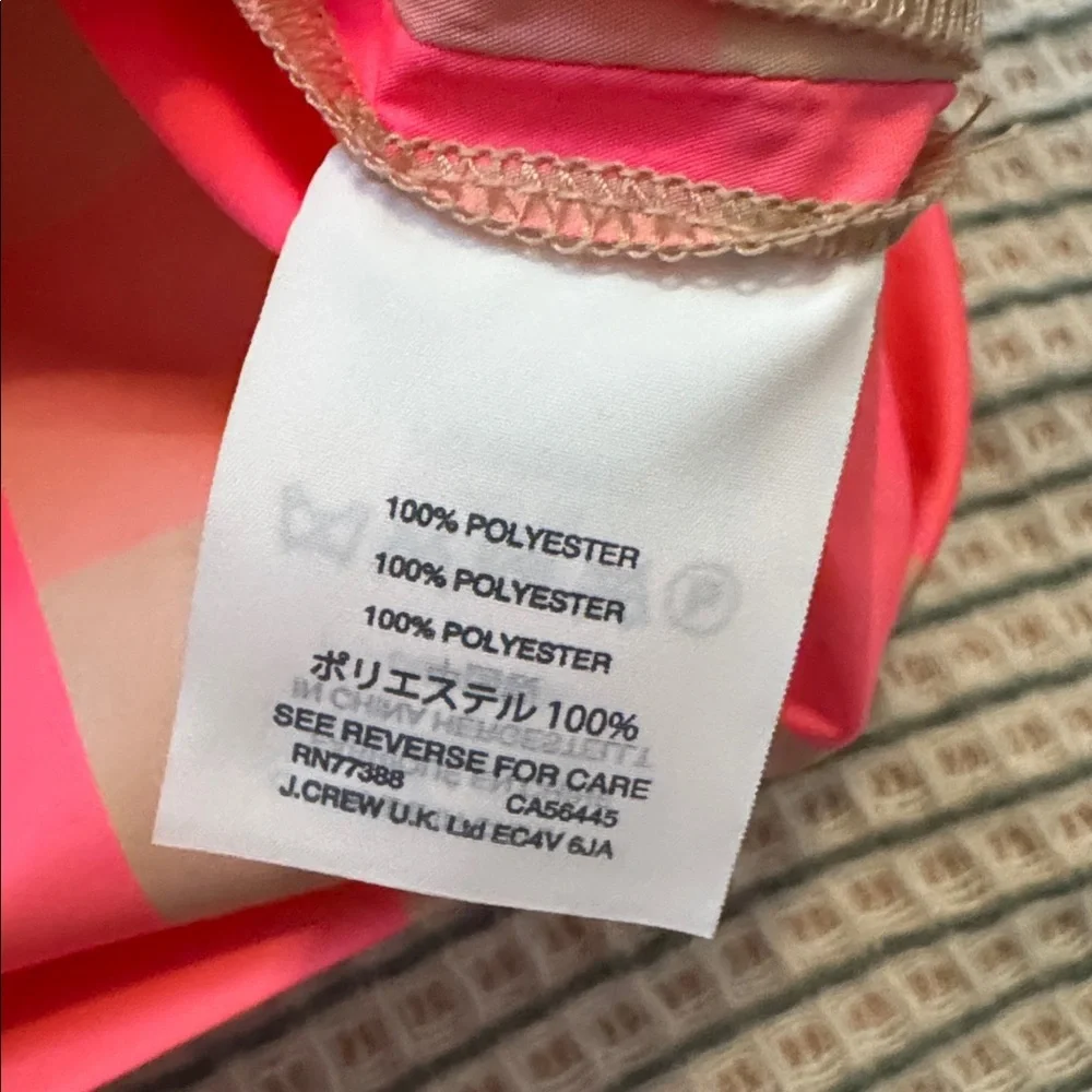 J.Crew Neon Pink & Tan Gingham Top | Ruffle Sleeve | Statement Blouse - Picture 2 of 4